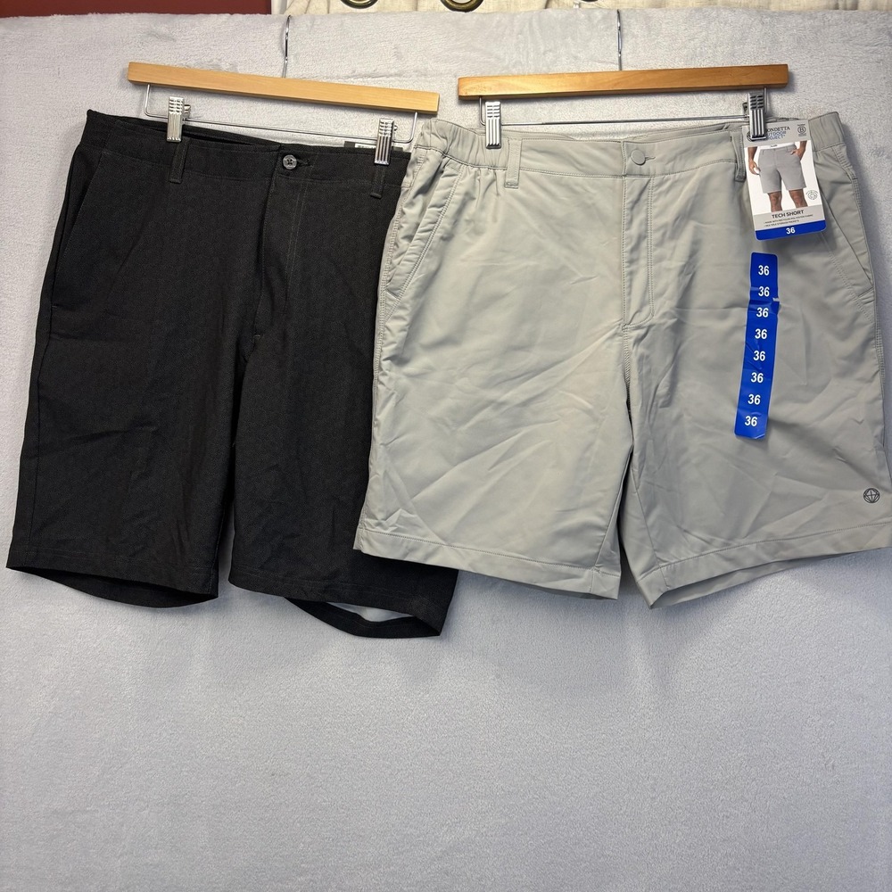 NWT Lot Of 2 Pebble Beach Mondetta Shorts Mens 36‎ Gray Golf Stretch Performance